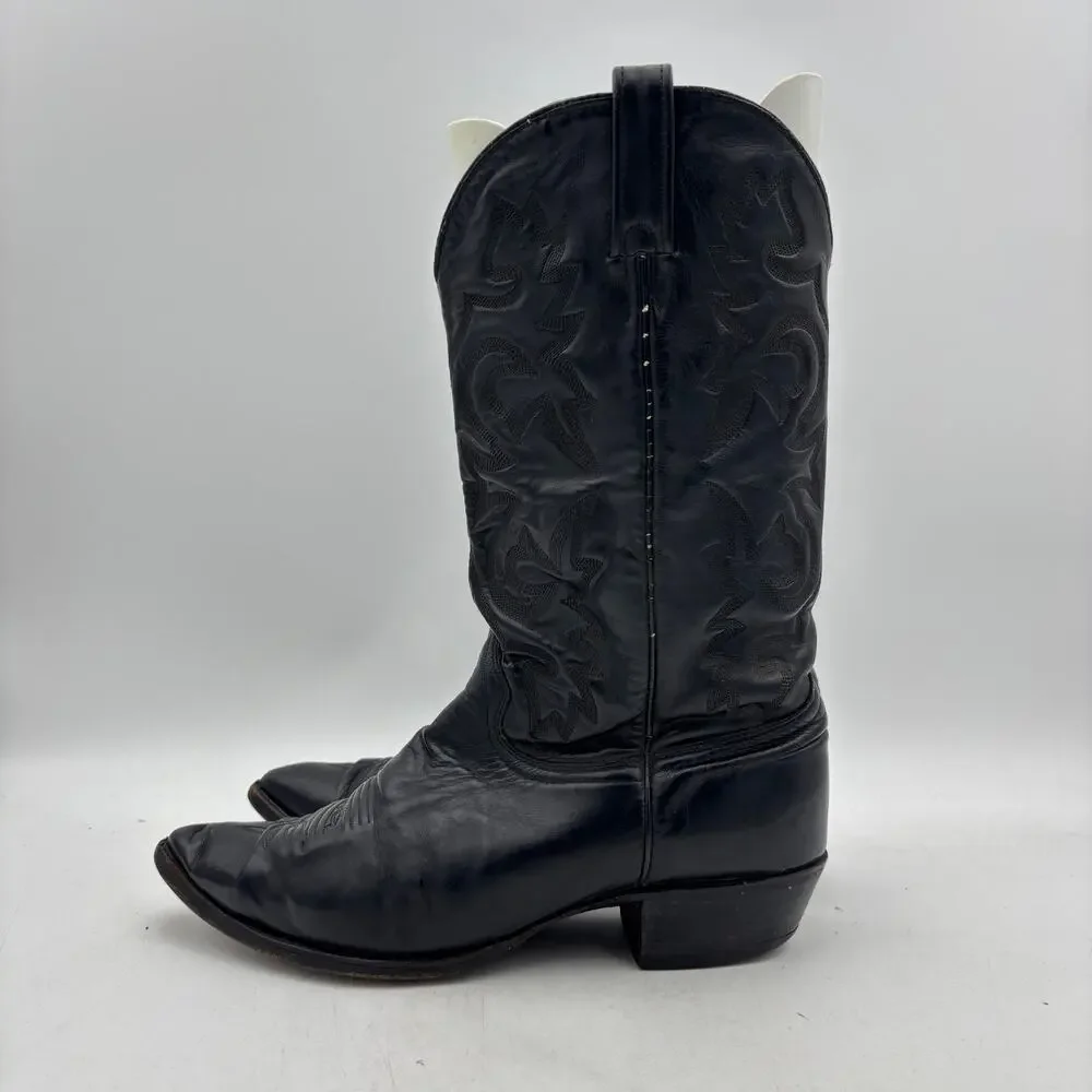 Vintage J. Chisholm Black Leather Cowboy Boots Mens 11.5D Western Cowboy